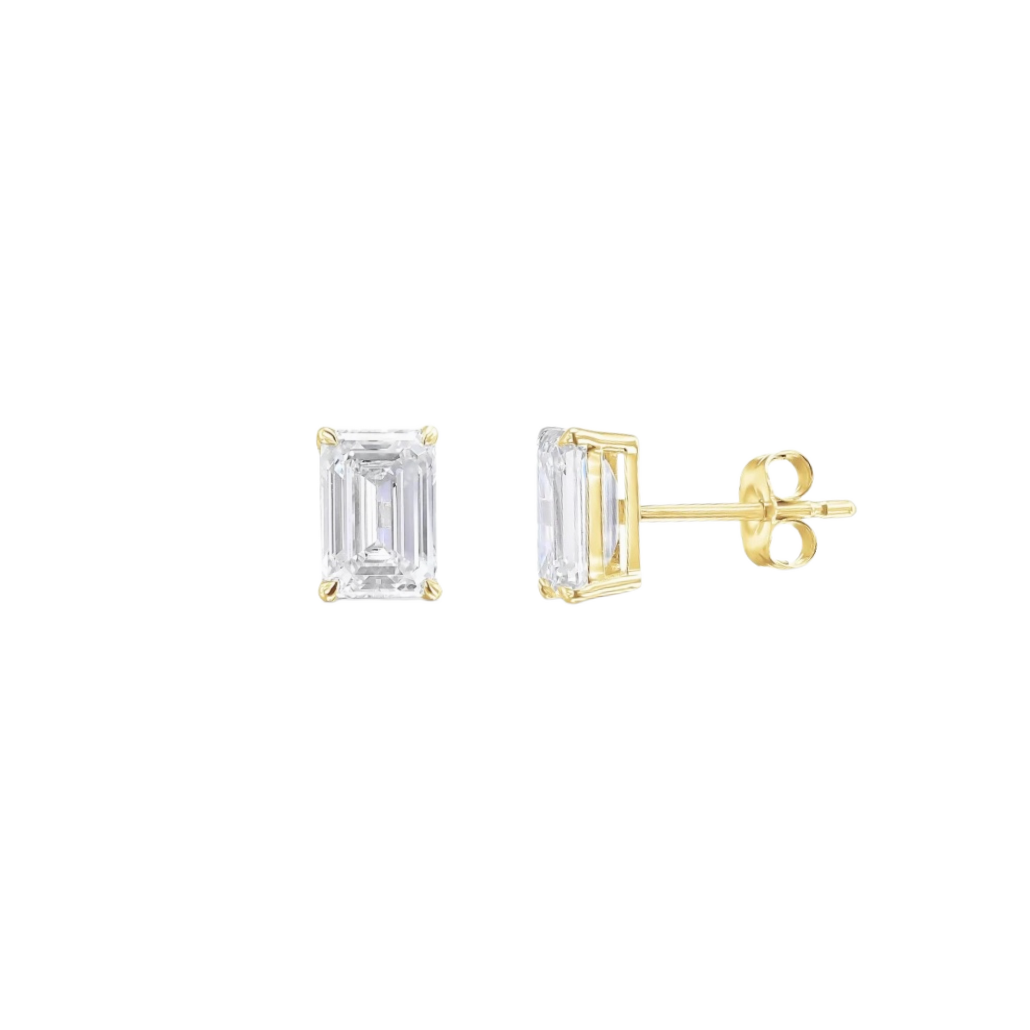 Studs de diamantes LAB en corte esmeralda