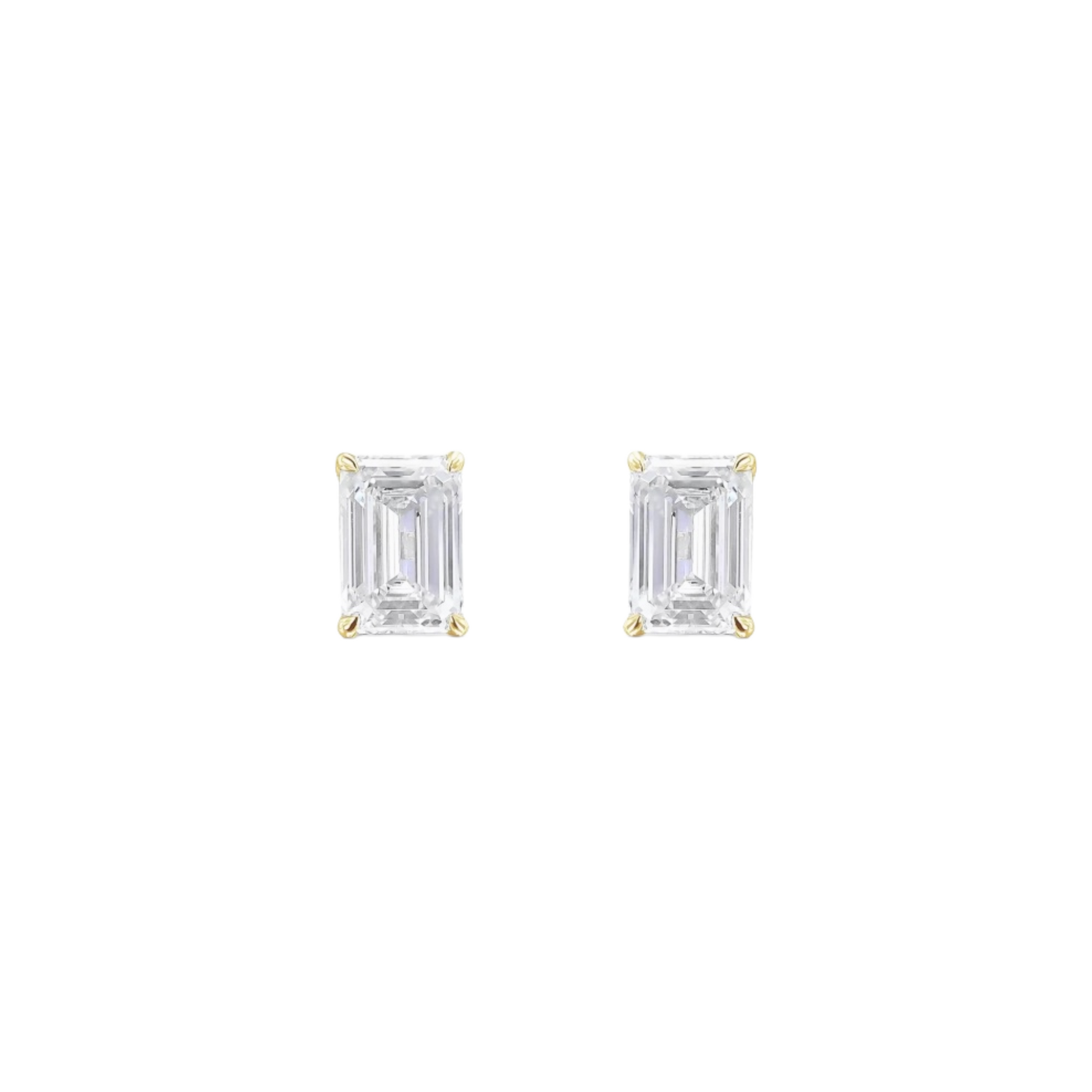 Studs de diamantes LAB en corte esmeralda