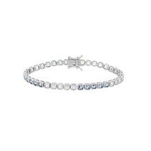 Pulsera tennis con circonias aqua en emerald cut y bisel