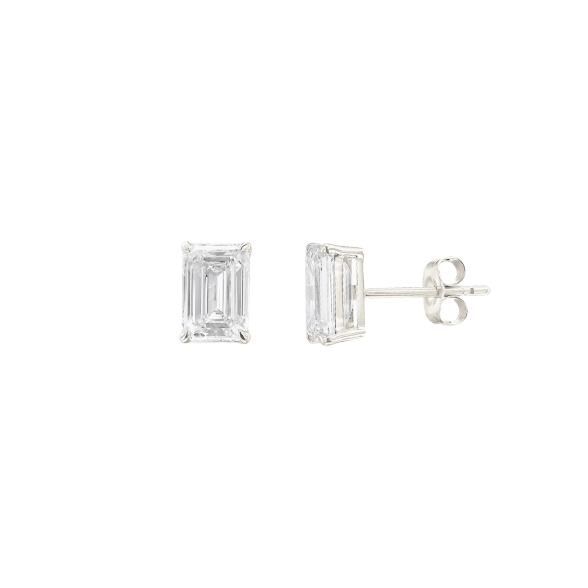 Studs de diamantes LAB en corte esmeralda