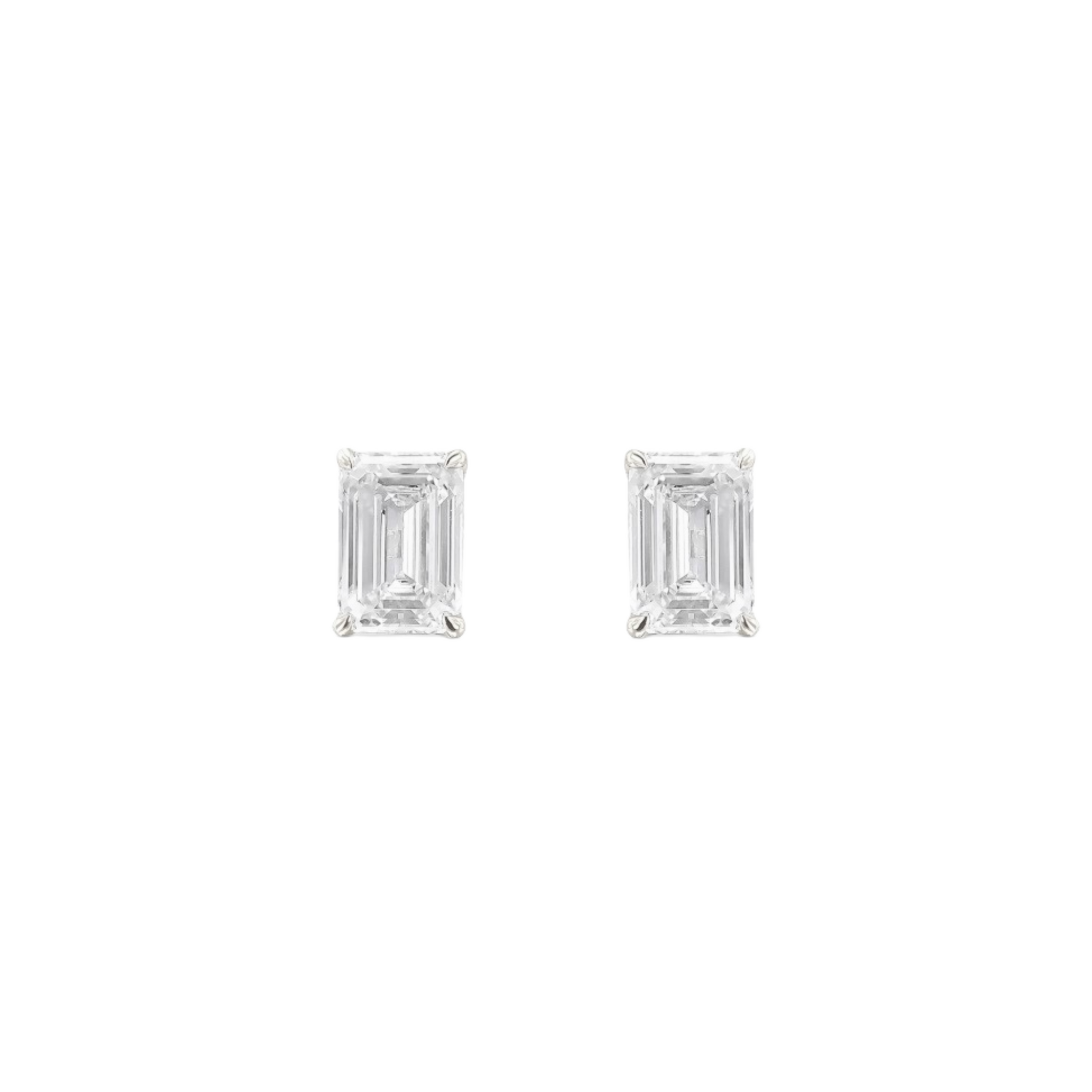 Studs de diamantes LAB en corte esmeralda