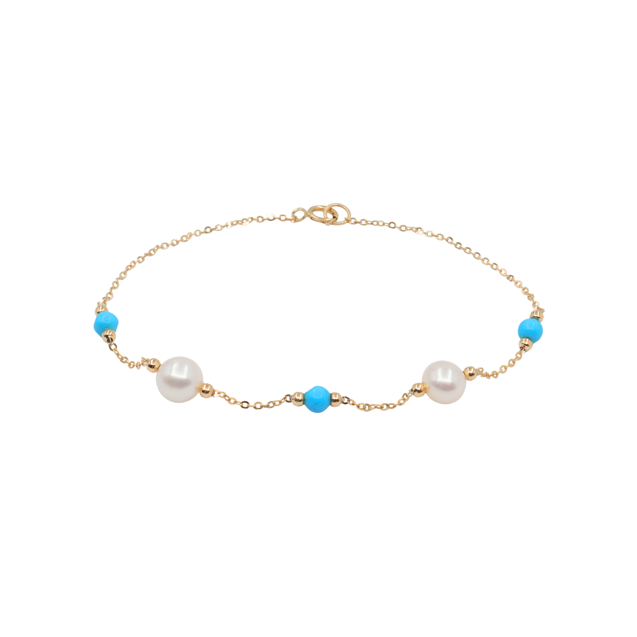 Pulsera con perlas y turquesas
