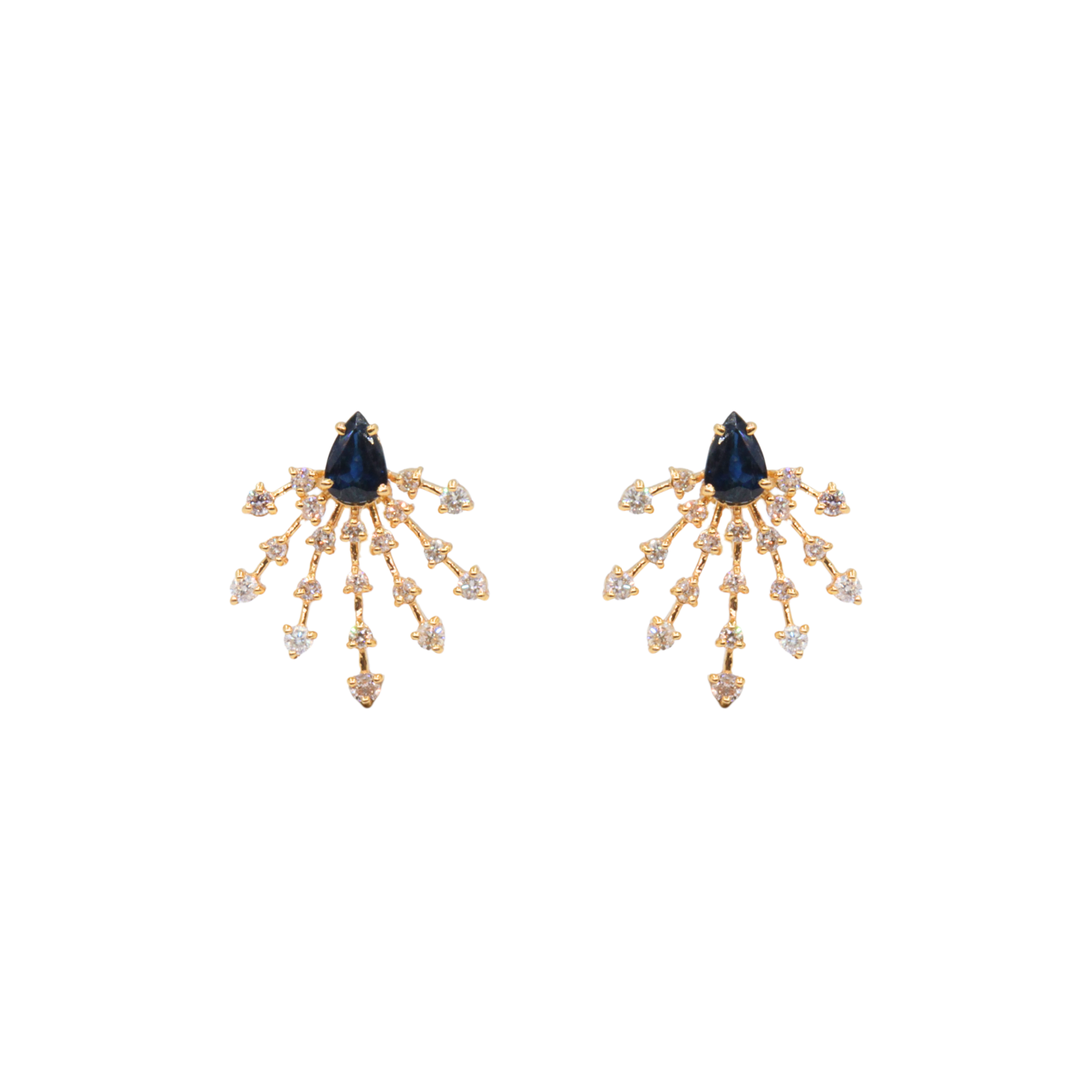 Aretes "firework" con drops de zafiro y diamantes