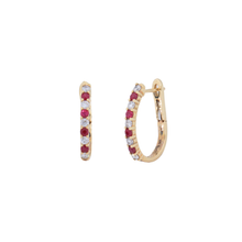 Argollas con granate rojo y diamante