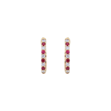 Argollas con granate rojo y diamante