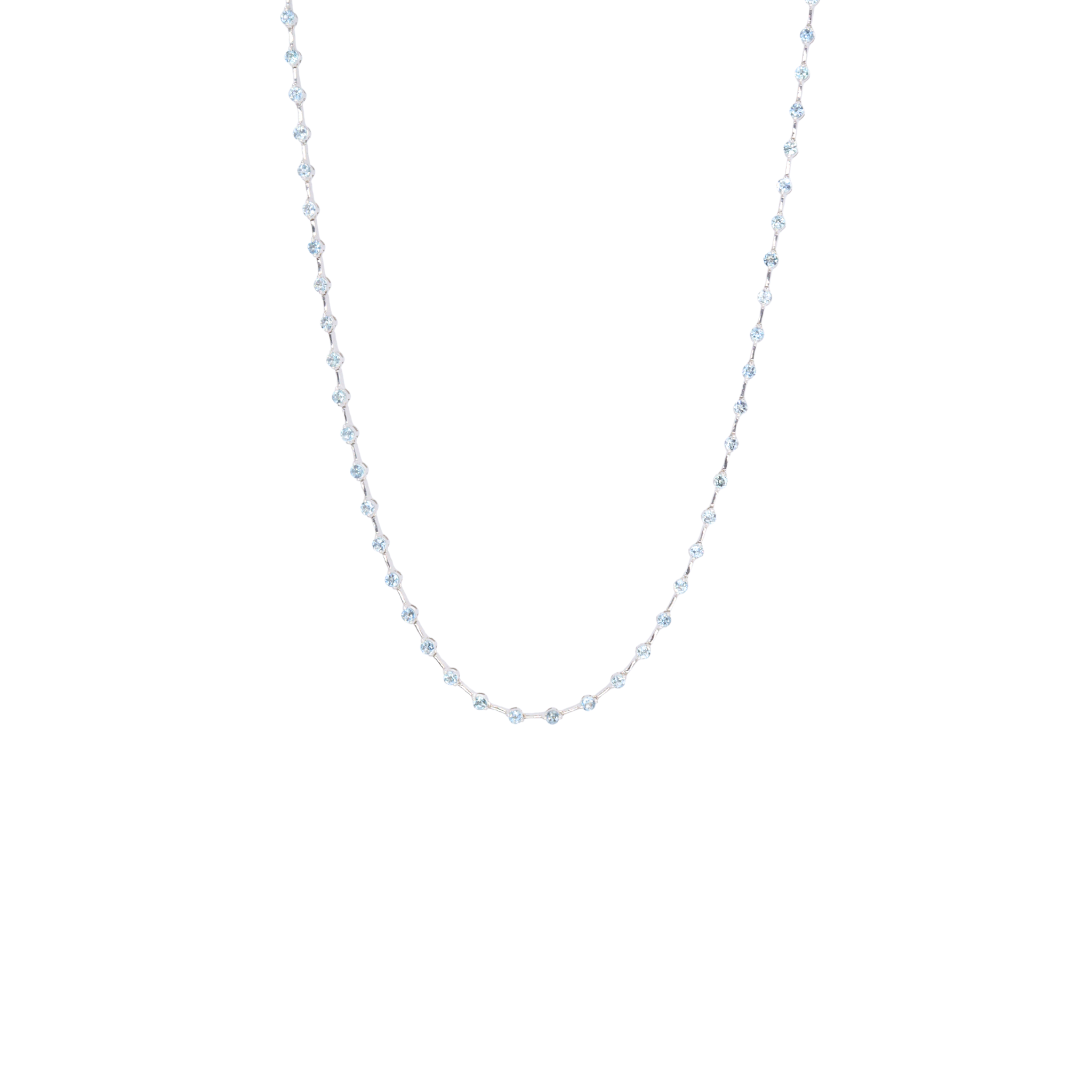 Tennis necklace de bar links con aguamarinas