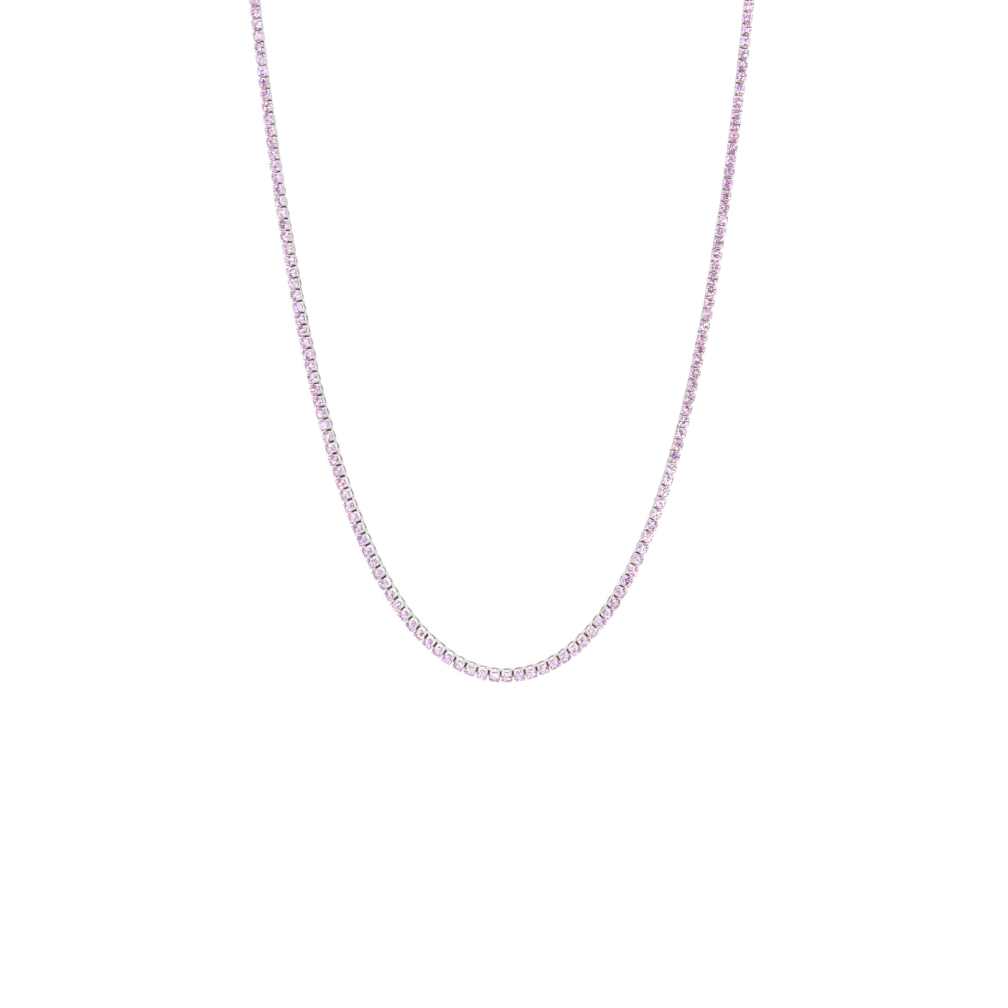 Tennis necklace con zafiros rosados