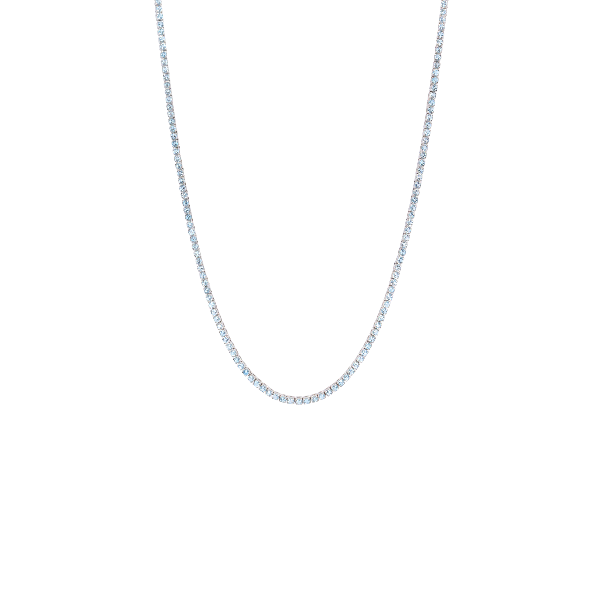 Tennis necklace con aguamarinas
