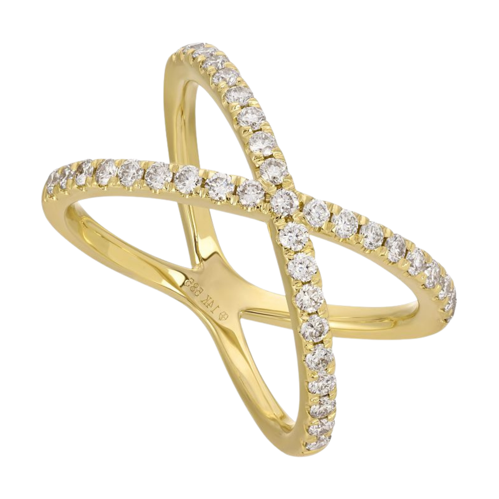 Anillo cruzado con diamantes