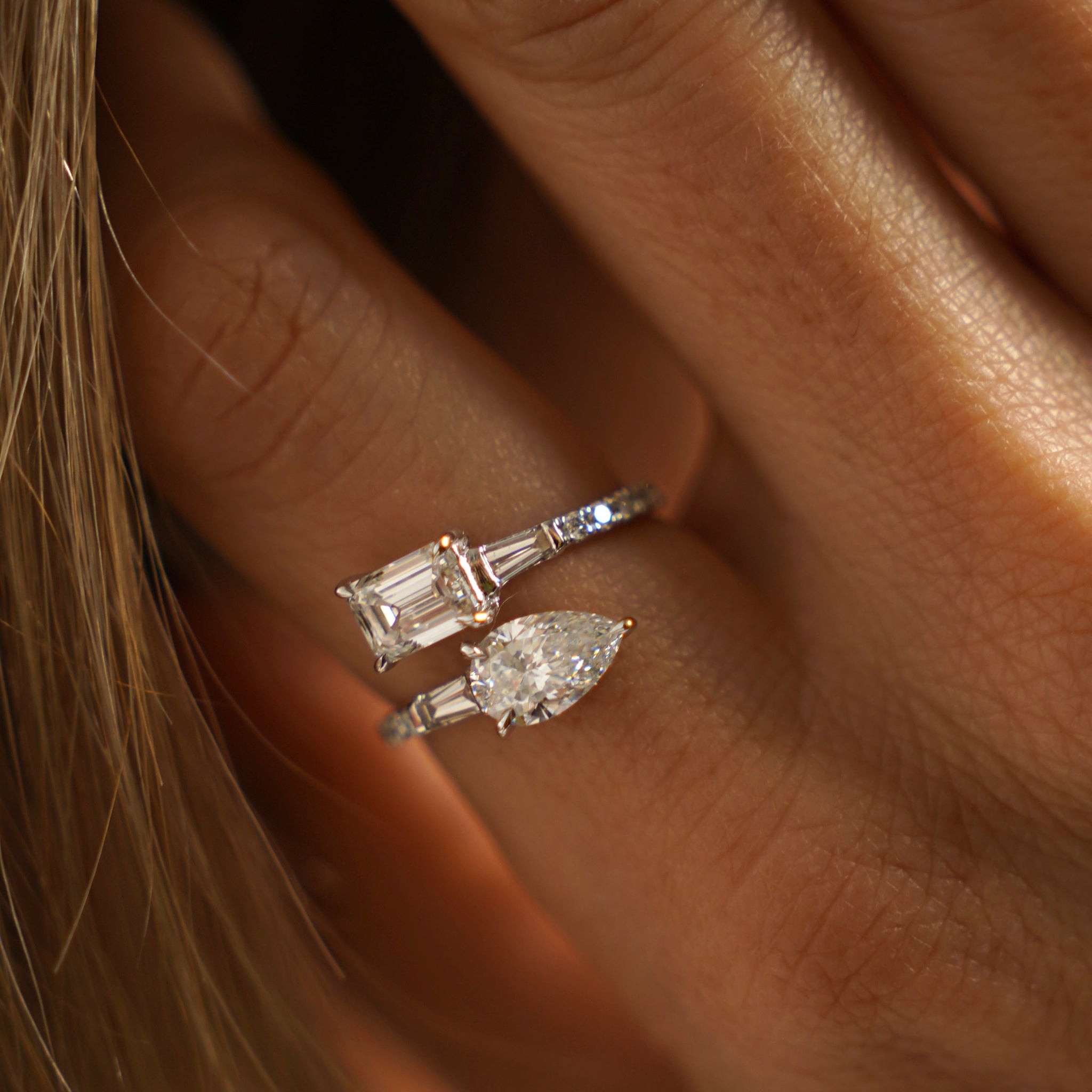 Anillo tu y yo con diamantes LAB