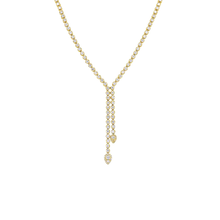 Tennis Lariat doble con diamantes en corte drop