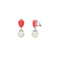 Aretes con drops de coral y perlas