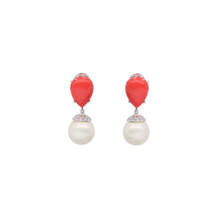 Aretes con drops de coral y perlas