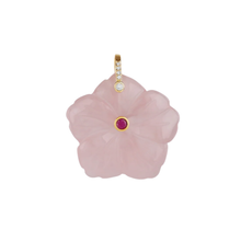 Charm de flor de piedra natural y circonias