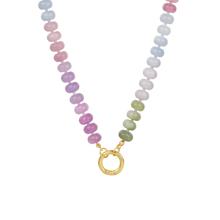 Collar con broche frontal y beads redondos de piedras naturales