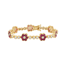 Pulsera tennis con flores de circonia