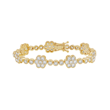 Pulsera tennis con flores de circonia