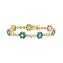 Pulsera tennis con flores de circonia
