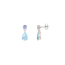 Aretes con drops de circonia aquamarina