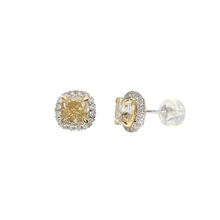 Studs con diamantes LAB canary en cushion shape