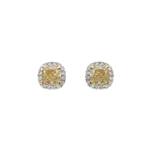Studs con diamantes LAB canary en cushion shape