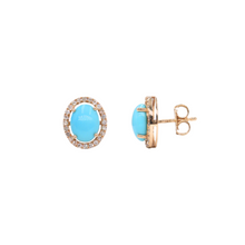 Studs de turquesas con halo de diamantes