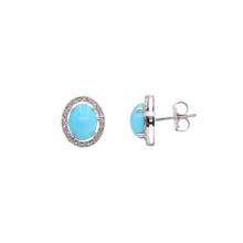 Studs de turquesas con halo de diamantes