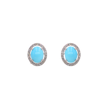 Studs de turquesas con halo de diamantes