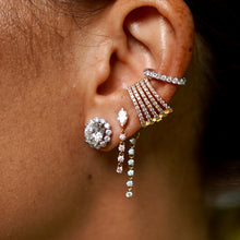 Arete con diamante marquise y cadena para atrás