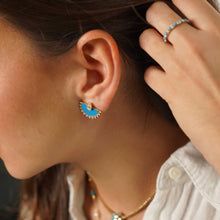 Aretes drop illusion con jackets de turquesa y diamantes