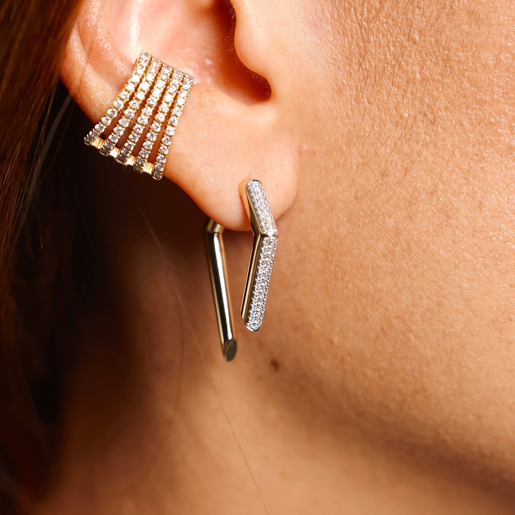 Aretes statement de dos piezas