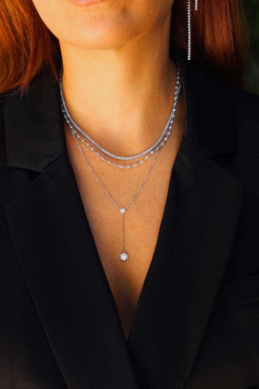 Tennis necklace con aguamarinas