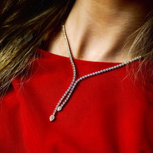 Tennis Lariat doble con diamantes en corte drop