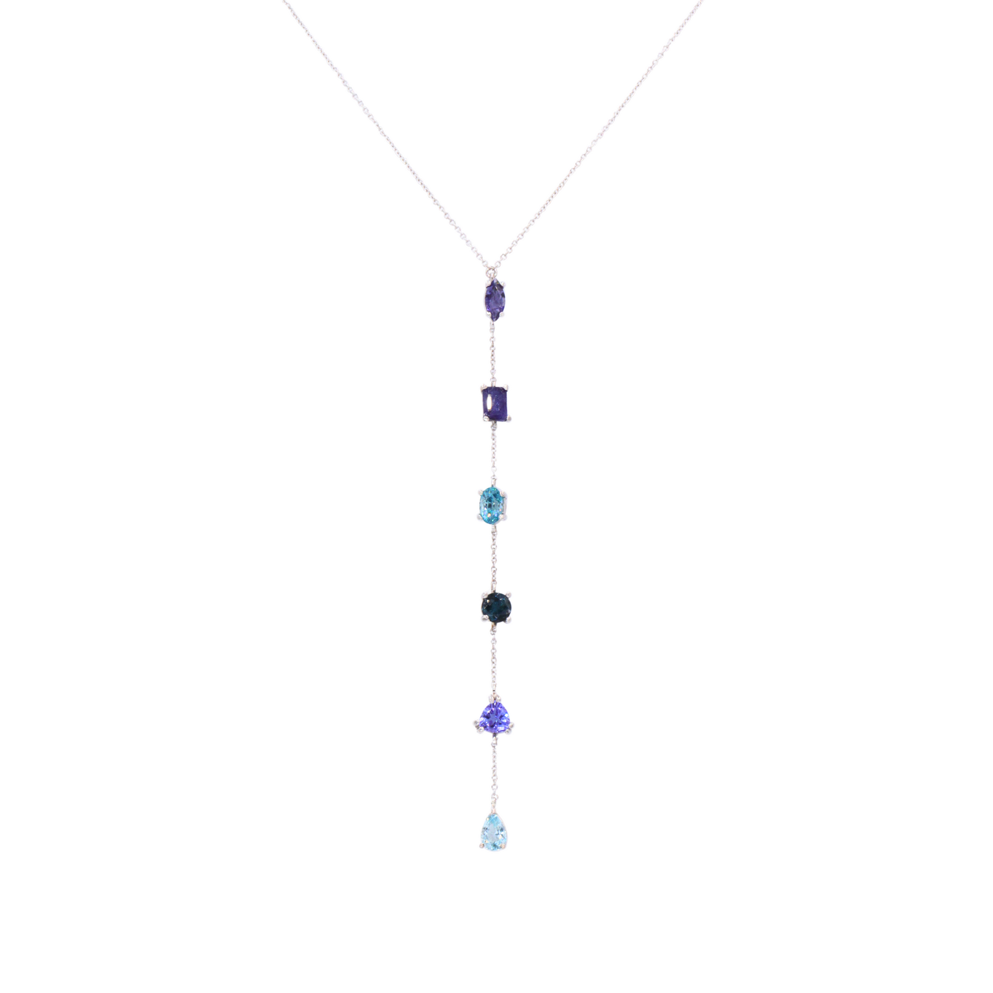 Lariat con piedras azules multishape