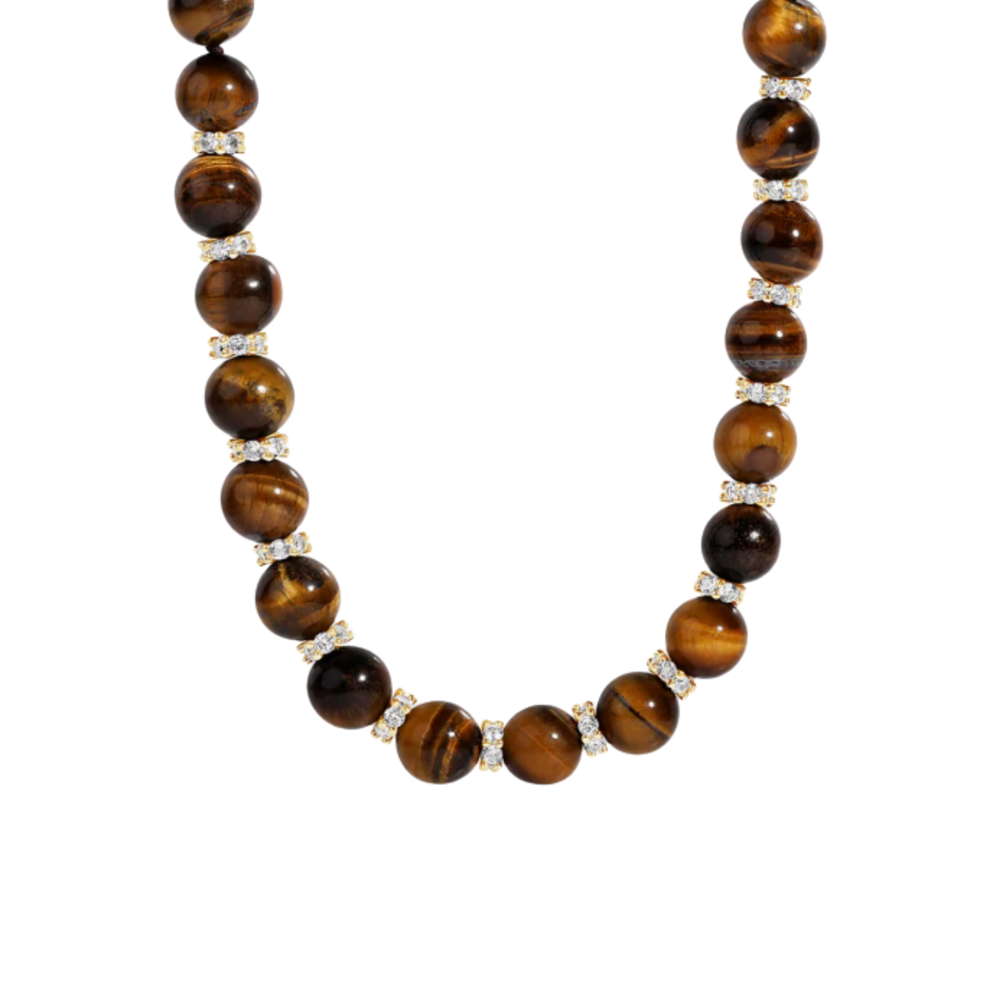 Collar con circonias y beads redondos de piedras naturales