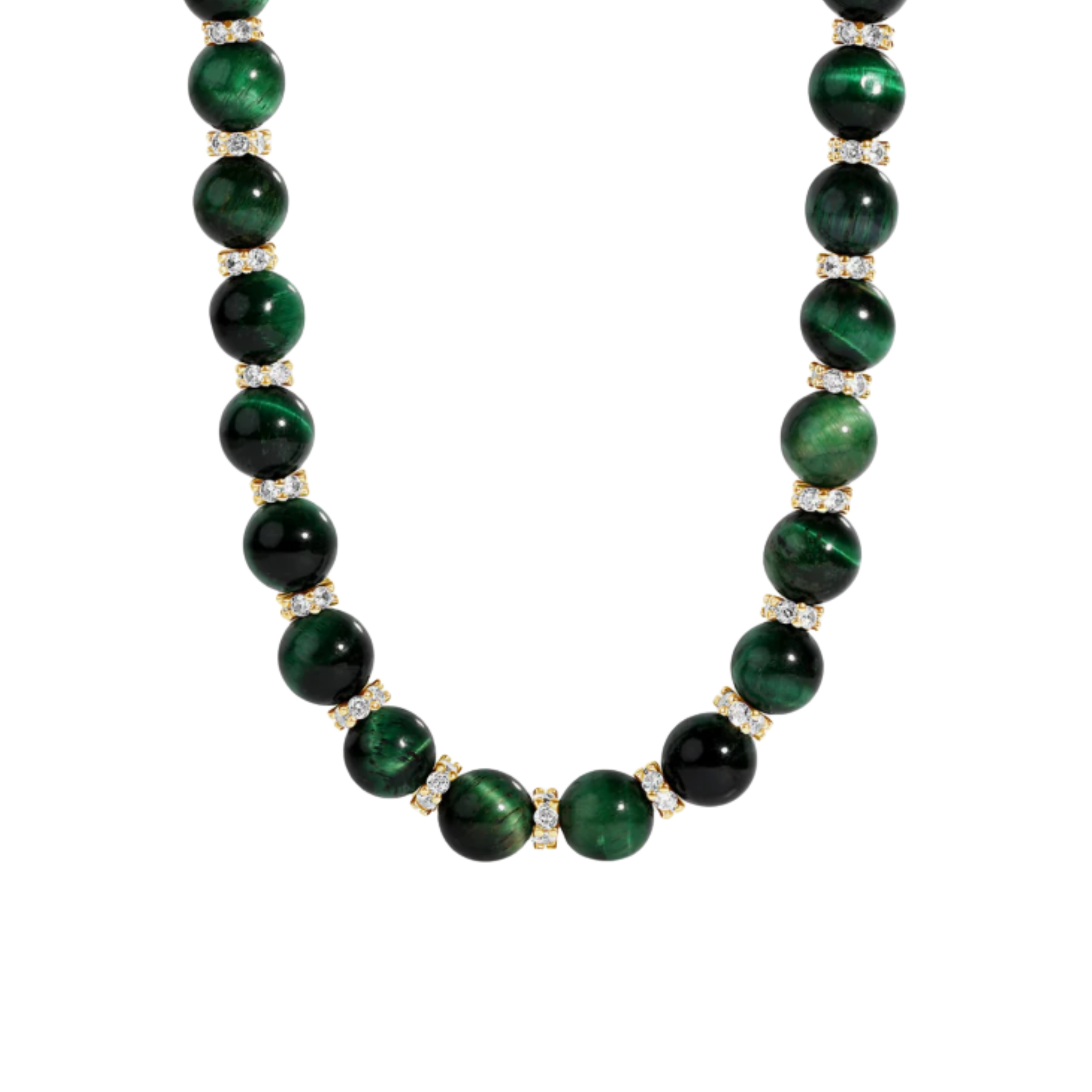 Collar con circonias y beads redondos de piedras naturales