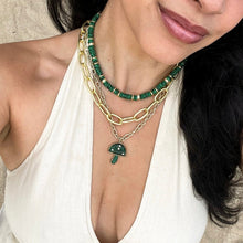 Dije  de hongo en malaquita  y diamantes