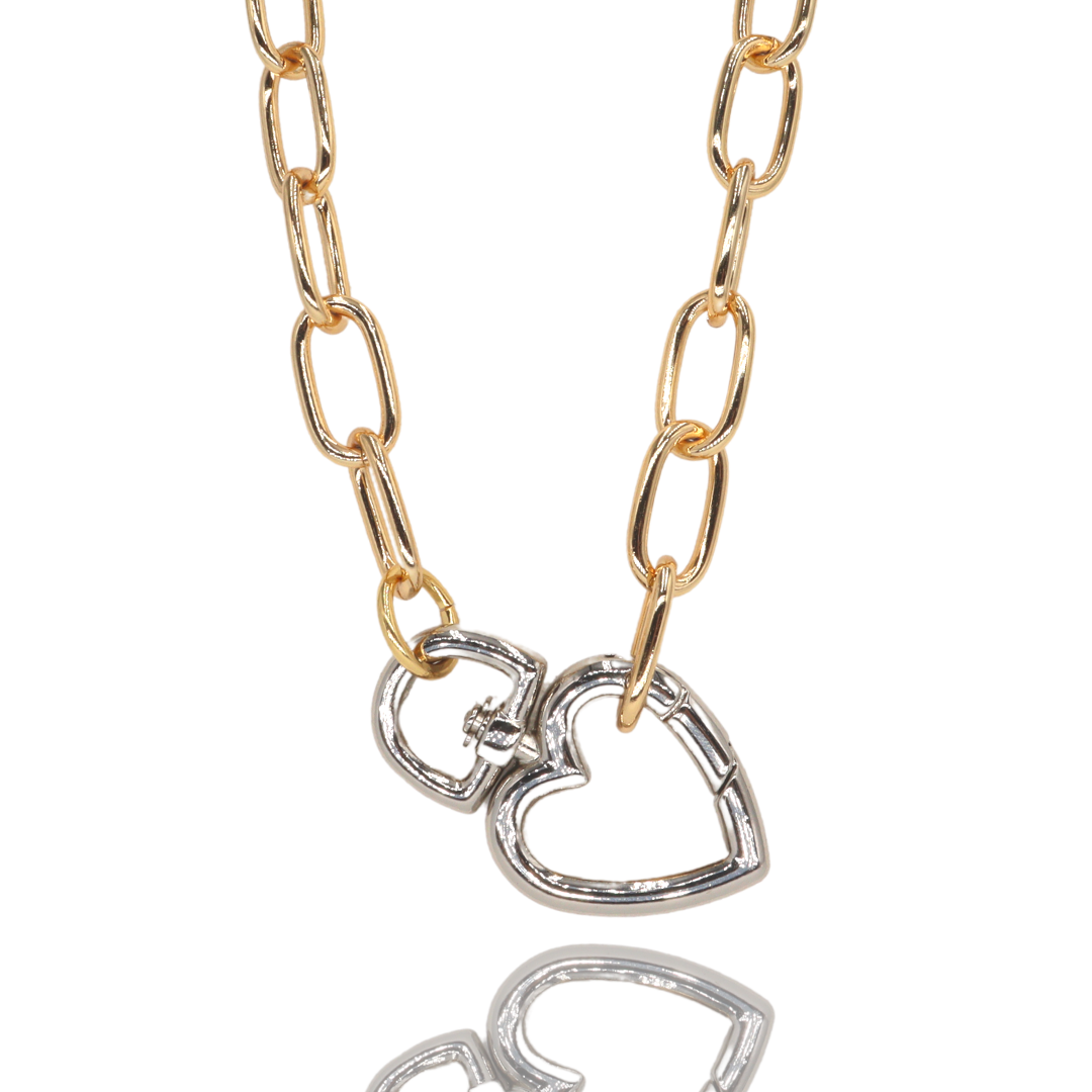 Collar de links en acero inoxidable y dije XL de corazón