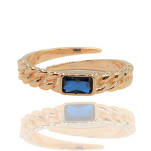 Anillo cuban links de plata 925 bañado en oro de 18k y circonia.