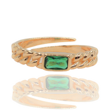 Anillo cuban links de plata 925 bañado en oro de 18k y circonia.