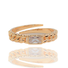 Anillo cuban links de plata 925 bañado en oro de 18k y circonia.