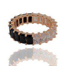 Anillo eternity de plata 925 con baguettes half and half