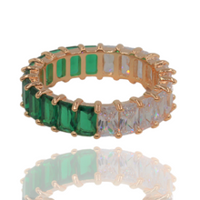 Anillo eternity de plata 925 con baguettes half and half