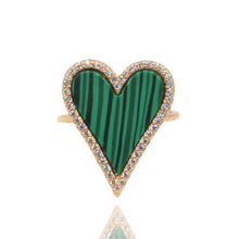 Anillo de corazón XL con plata 925 con baño en oro de 18k y circonias.