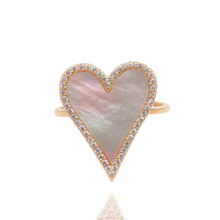 Anillo de corazón XL con plata 925 con baño en oro de 18k y circonias.