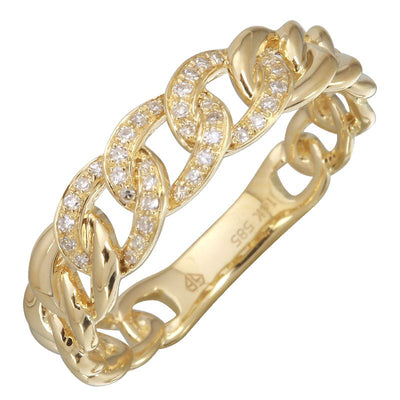 Anillo de links en oro amarillo 14k con diamantes 0.08CTD