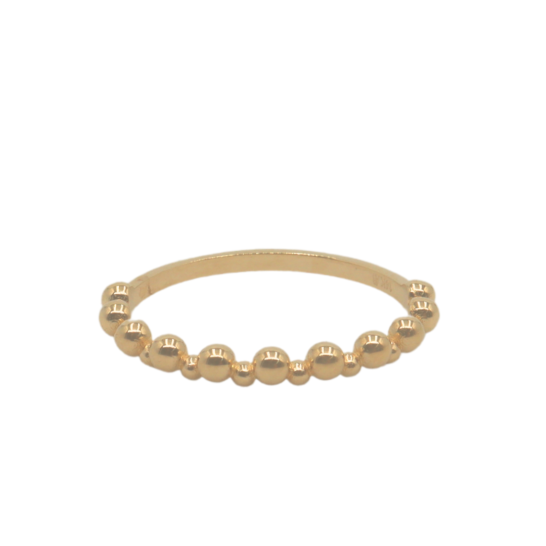 Anillo de bolitas en oro amarillo de 14k