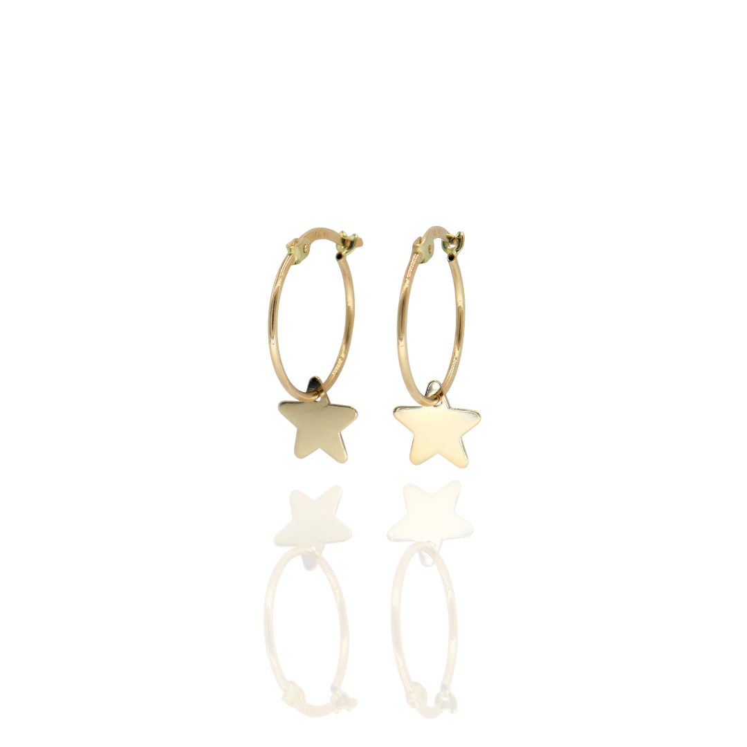 Argollas de estrellas en oro amarillo 14k