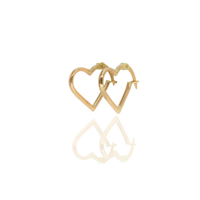 Argollas en oro amarillo 14k en forma de corazones