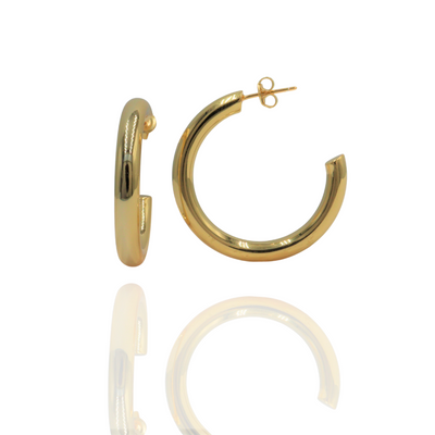 Argollas de plata 925 con baño en oro 18k 35mm